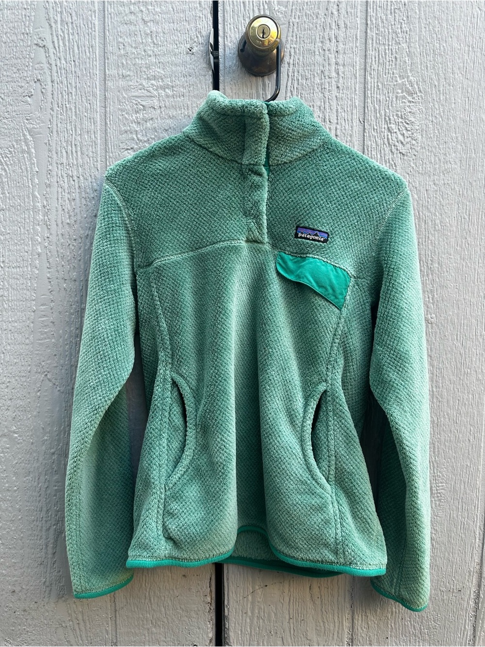 Patagonia Women's Teal Quarter-Zip Teddy Fleece Jacket